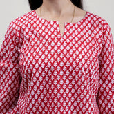 Stylish Red Handmade Cotton Kurtis For Ladies