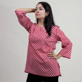 Stylish Red Handmade Cotton Kurtis For Ladies