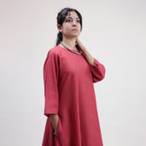 Stylish Solid Red Cotton Handmade Women&