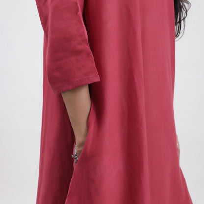 Stylish Solid Red Cotton Handmade Women&