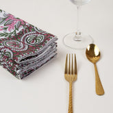 Sustainable Cotton Red Floral Border Napkin Cloth