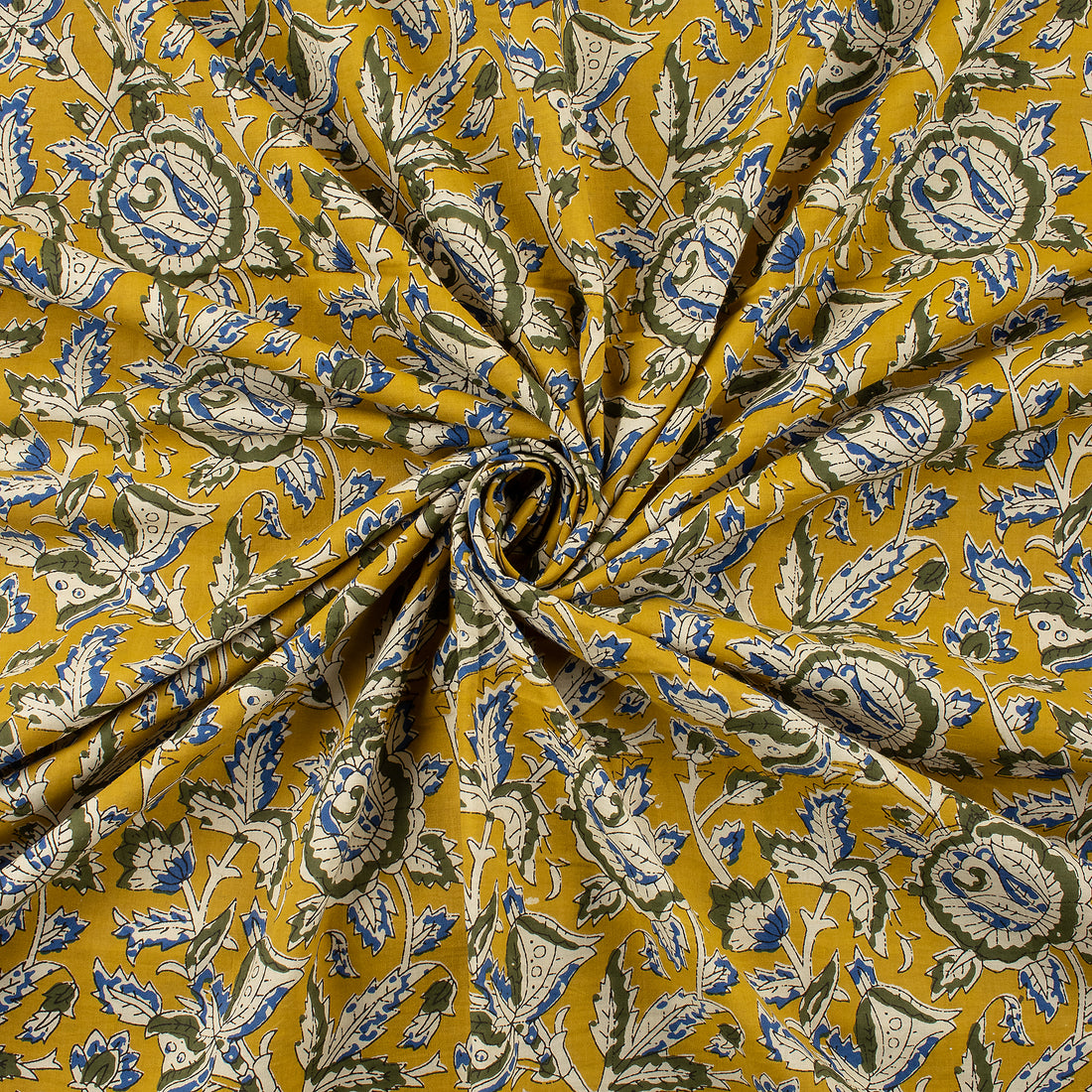 Sustainable Hand Block Floral Printed Bagru Fabric