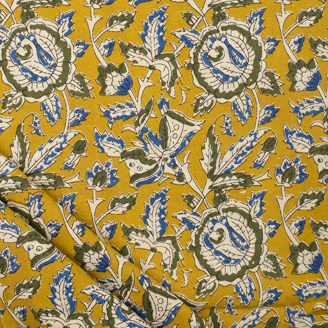 Sustainable Hand Block Floral Printed Bagru Fabric