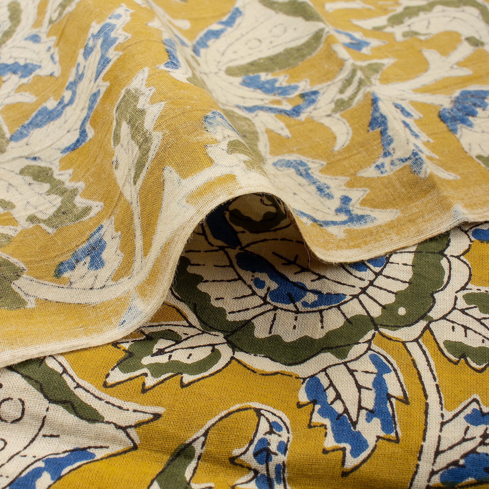 Sustainable Hand Block Floral Printed Bagru Fabric