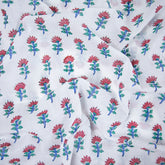 Sustainable Red Floral Hand Block Printed Cotton Fabric