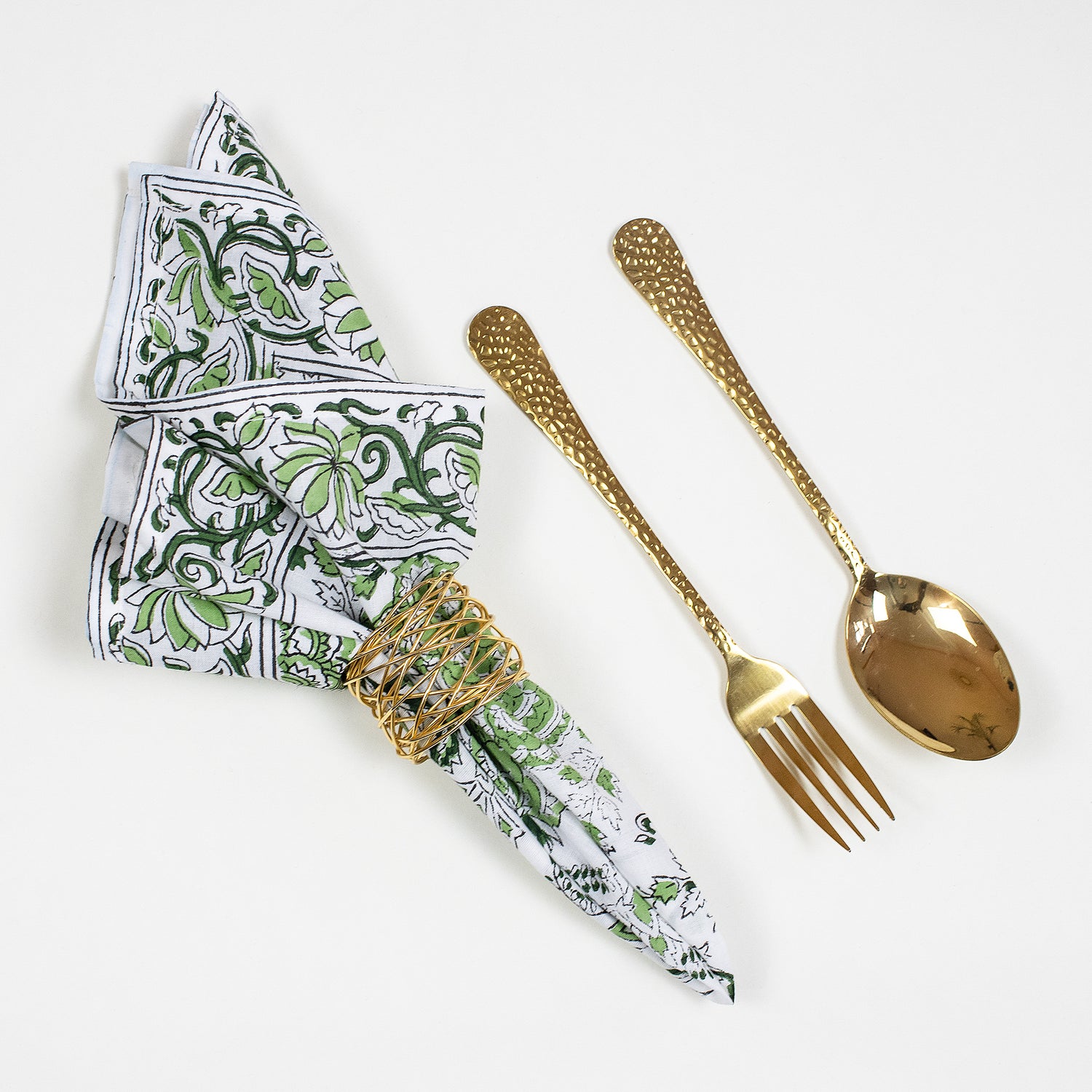 Green Floral Pure Cotton Napkin For Dining Table