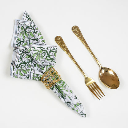 Green Floral Pure Cotton Napkin For Dining Table