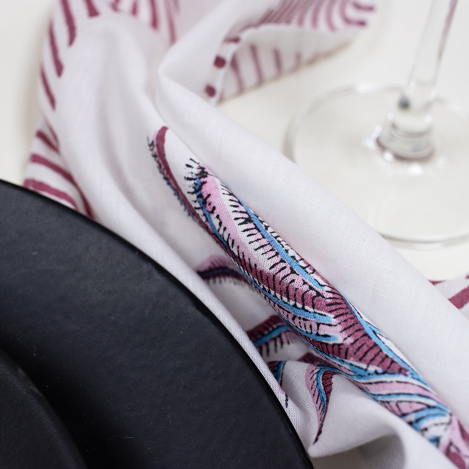 Hand Block Printed Border Dinner Napkin For Party