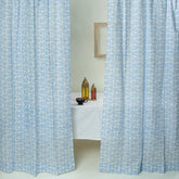 Top Blue Floral Indian Handmade Cotton Curtains 