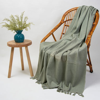 Top Solid Cotton Throw Blanket For Home Decor 