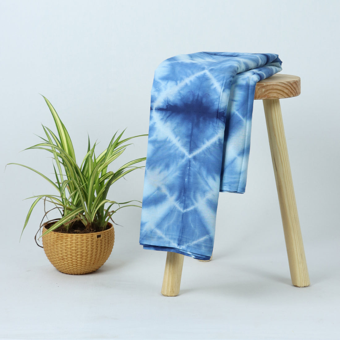 Traditional Blue Tie Dye Shibori Cotton Fabric