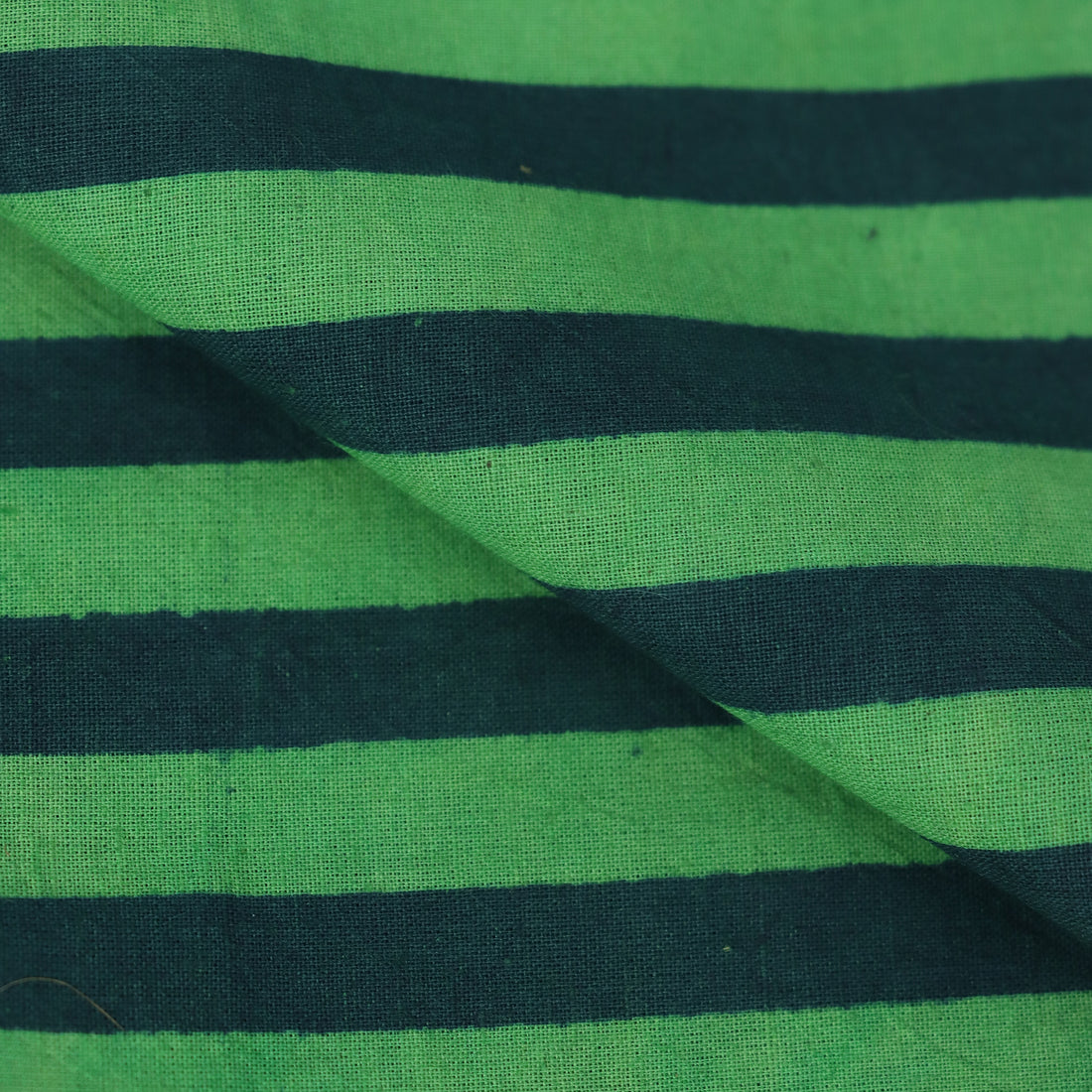 Trendy Dabu Green Striped Indian Hand Block Print Fabric