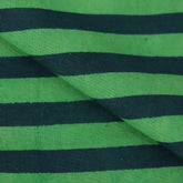Trendy Dabu Green Striped Indian Hand Block Print Fabric