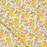 Trendy Yellow Floral Indian Hand Block Print Fabric