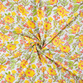 Trendy Yellow Floral Indian Hand Block Print Fabric