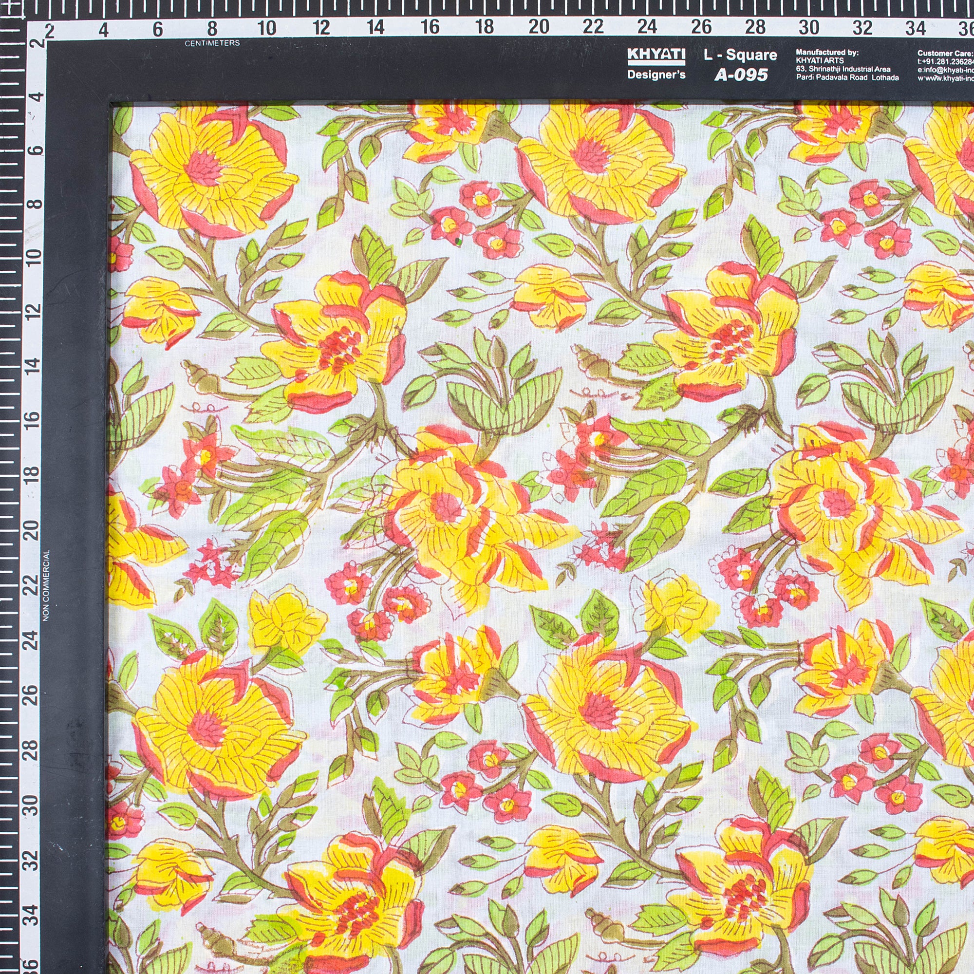 Trendy Yellow Floral Indian Hand Block Print Fabric