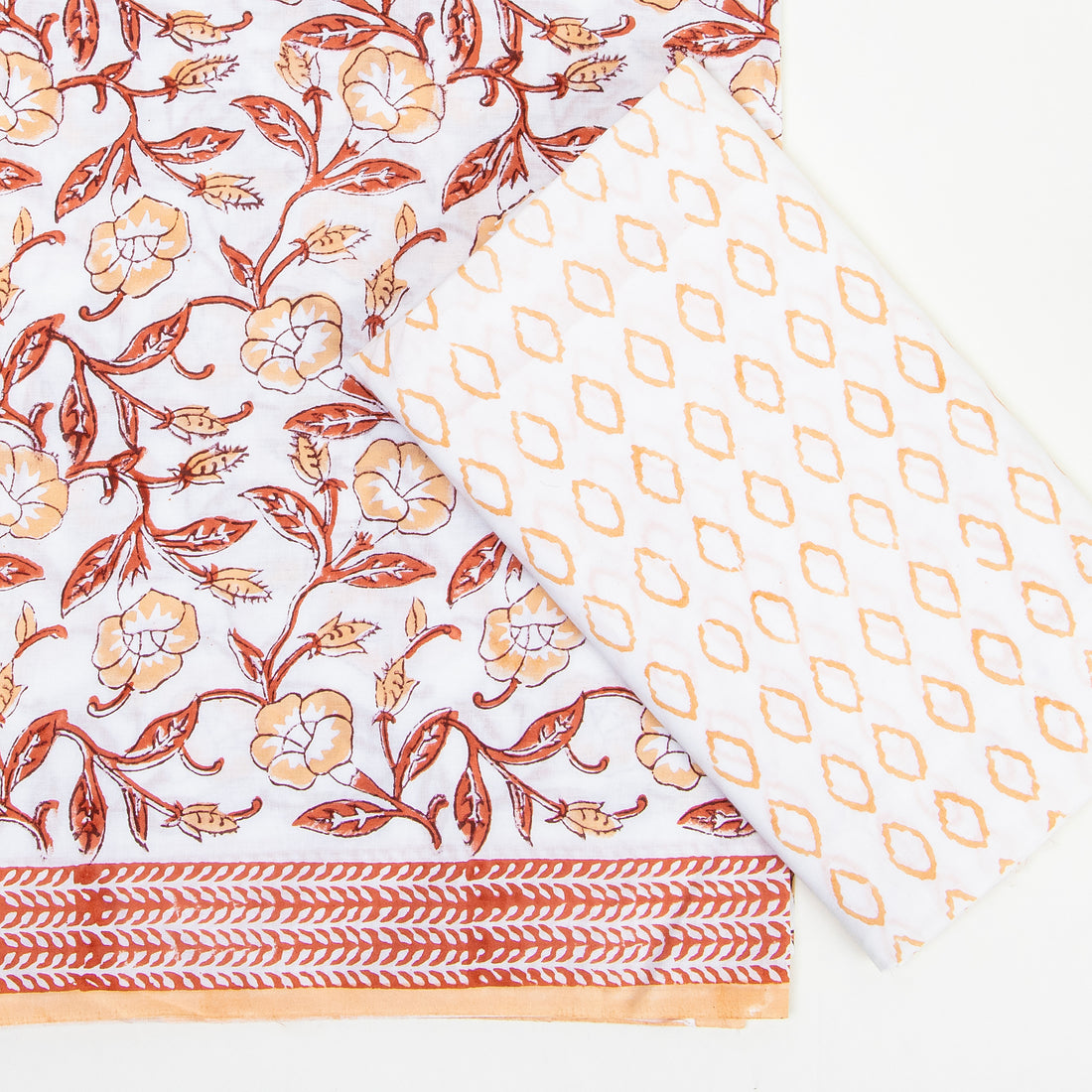 Flower Print Jaipuri Cotton Suit with Cotton Dupatta