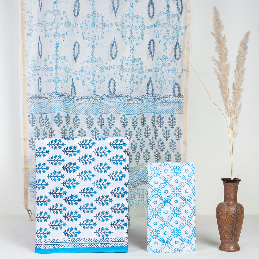 Handmade Pure Cotton Suits Sets with Cotton Dupatta