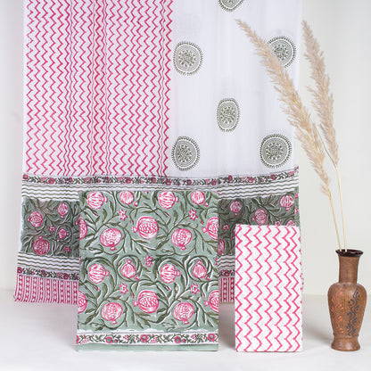 Floral Print Cotton Suits for Women with Cotton Dupatta