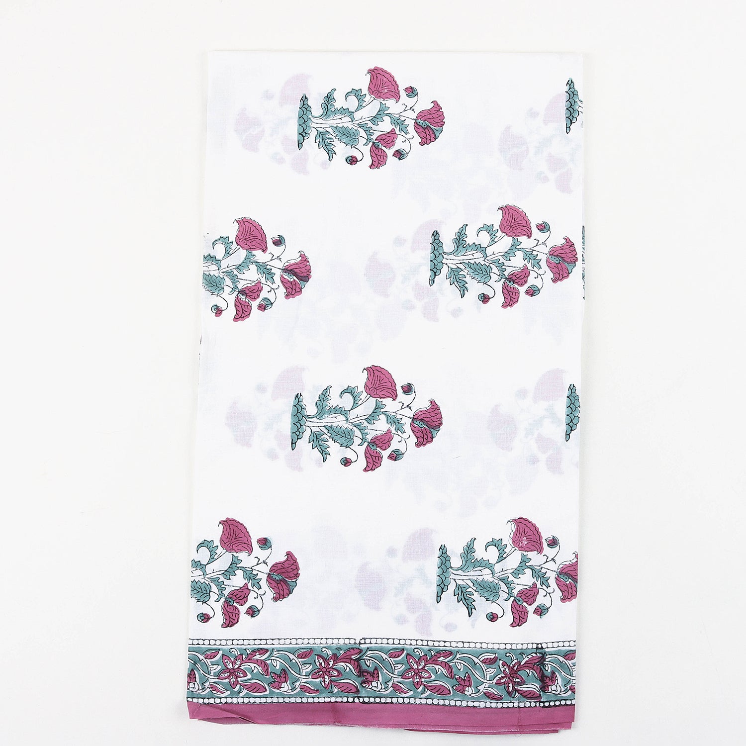 Handmade Floral Print Cotton Suit with Cotton Dupatta
