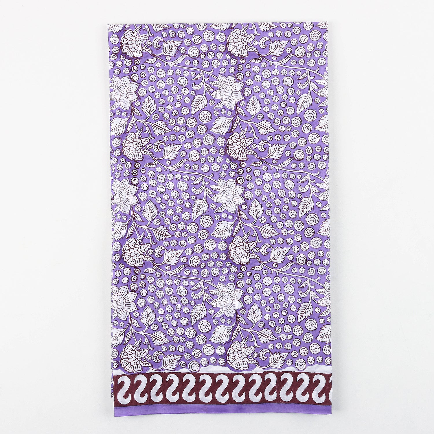 Purple Color Hand Block Printed Cotton Suits with Kota Doria Dupatta