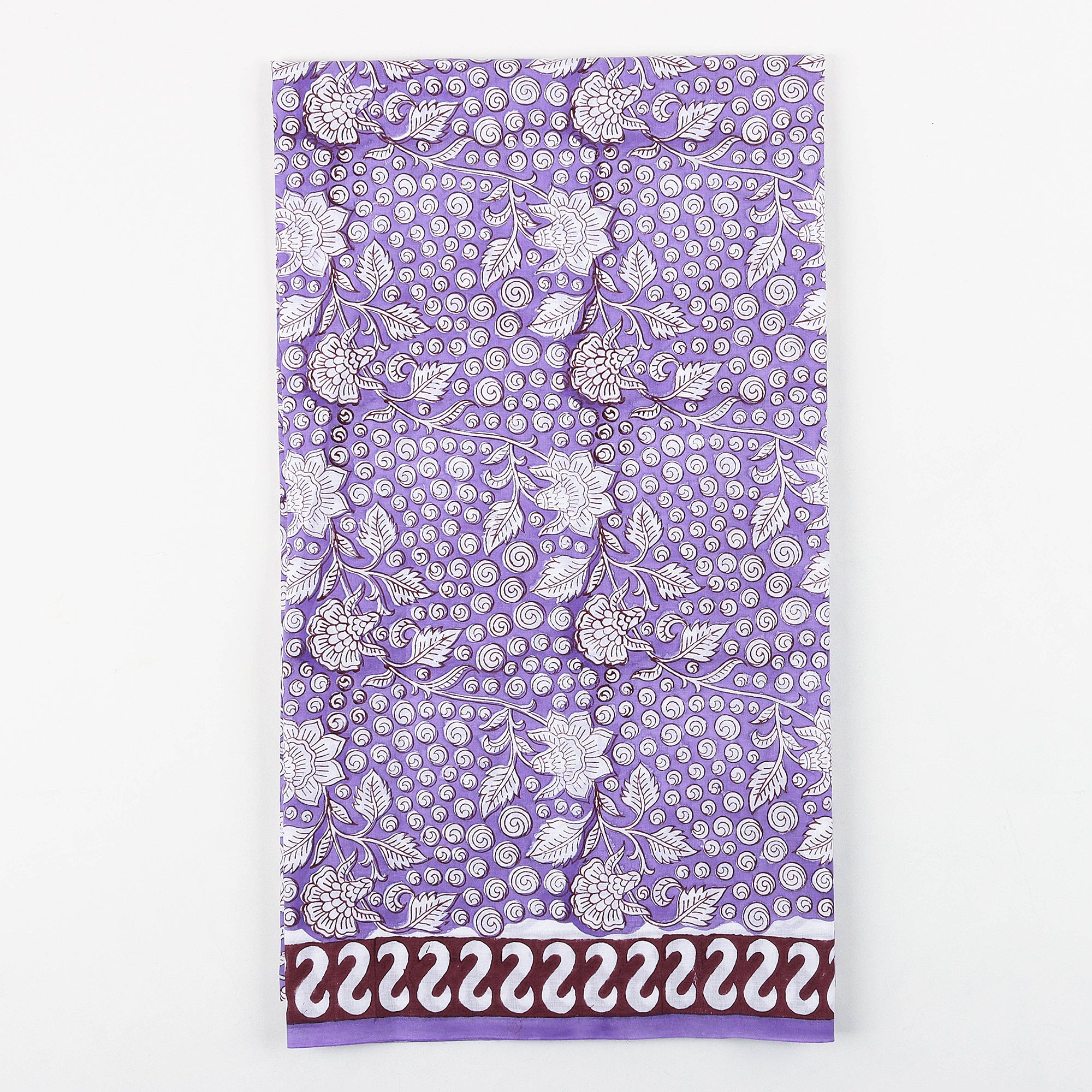 Purple Color Hand Block Printed Cotton Suits with Kota Doria Dupatta