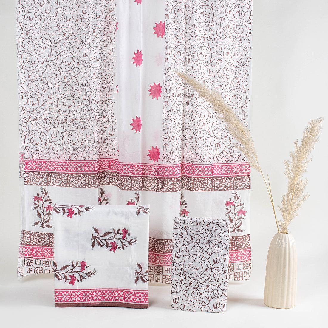 Pink Floral Cotton Suit Material