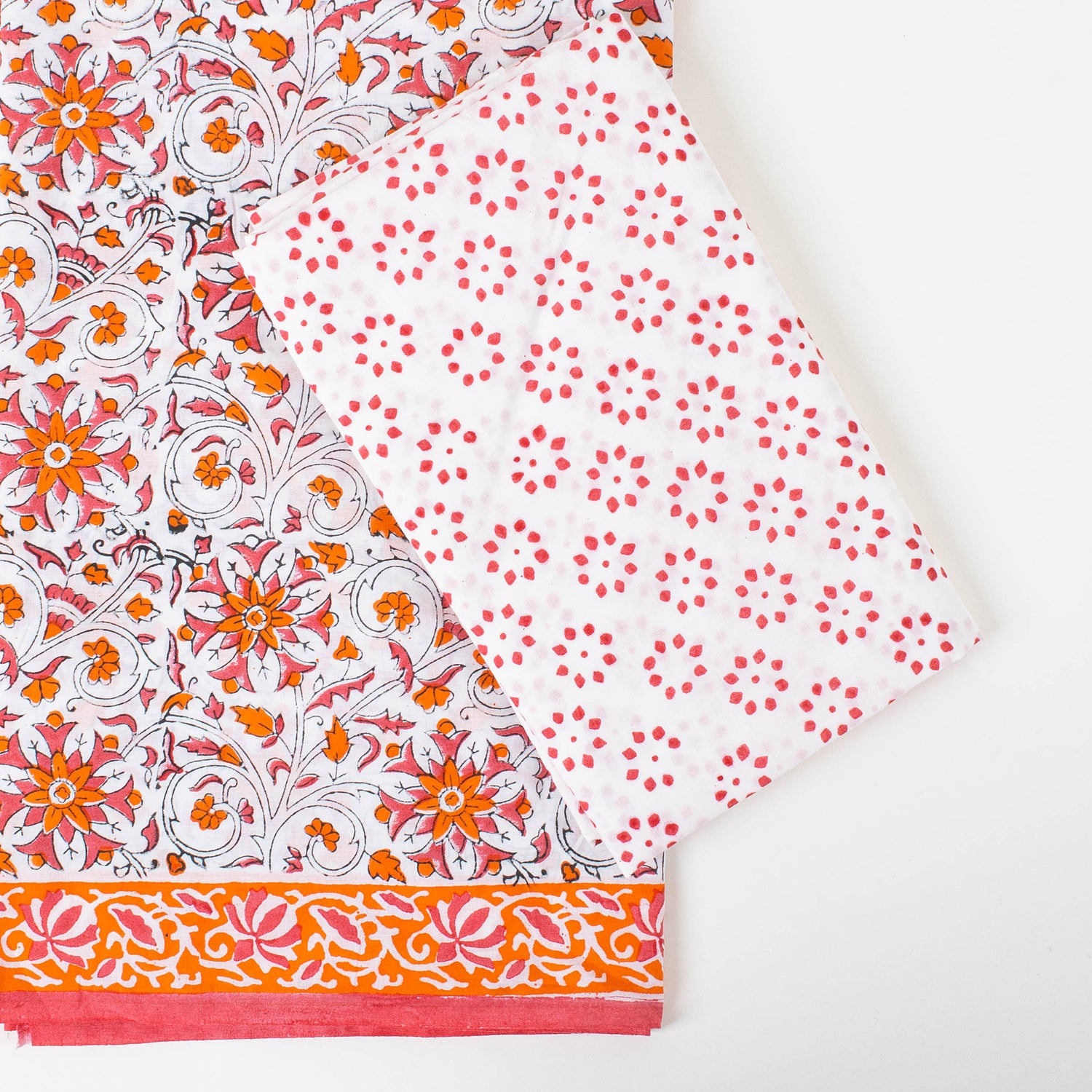 Unstitched Suit Three Piece Set with Floral Print Cotton Dupatta