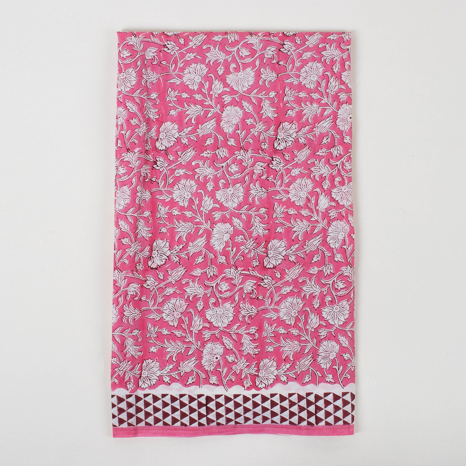 Pink Floral Hand Block Printed Cotton Suits with Cotton Dupatta