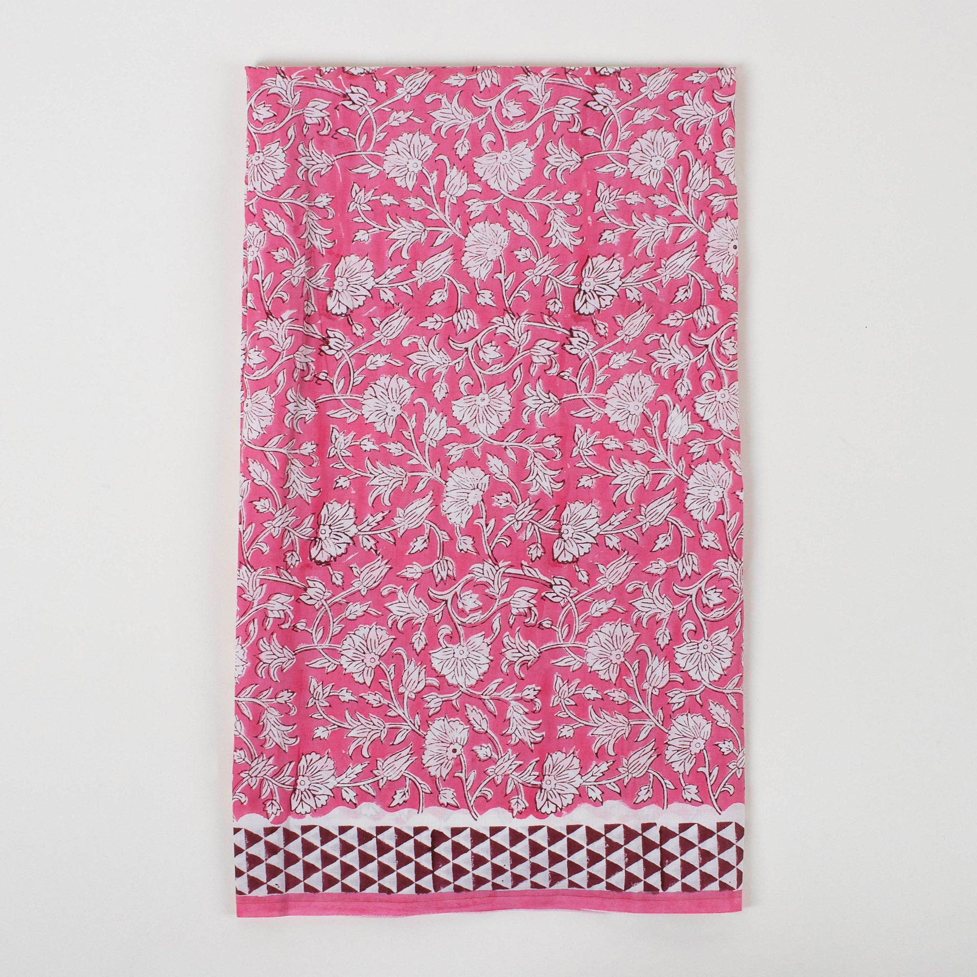 Pink Floral Hand Block Printed Cotton Suits with Cotton Dupatta