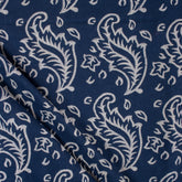 Unique Floral Handmade Block Print Indigo Cotton Material Fabric