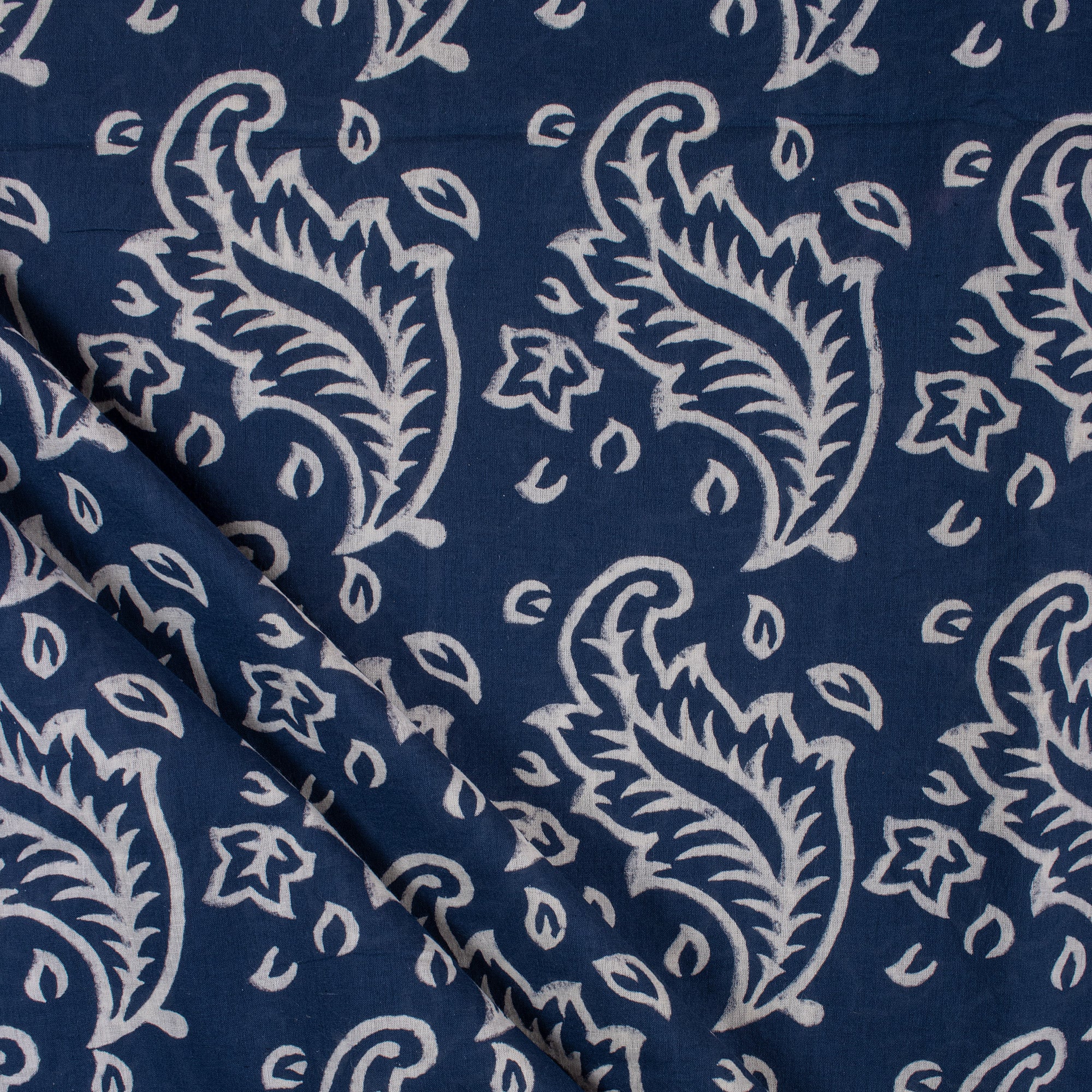Unique Floral Handmade Block Print Indigo Cotton Material Fabric