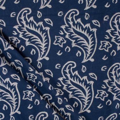 Unique Floral Handmade Block Print Indigo Cotton Material Fabric