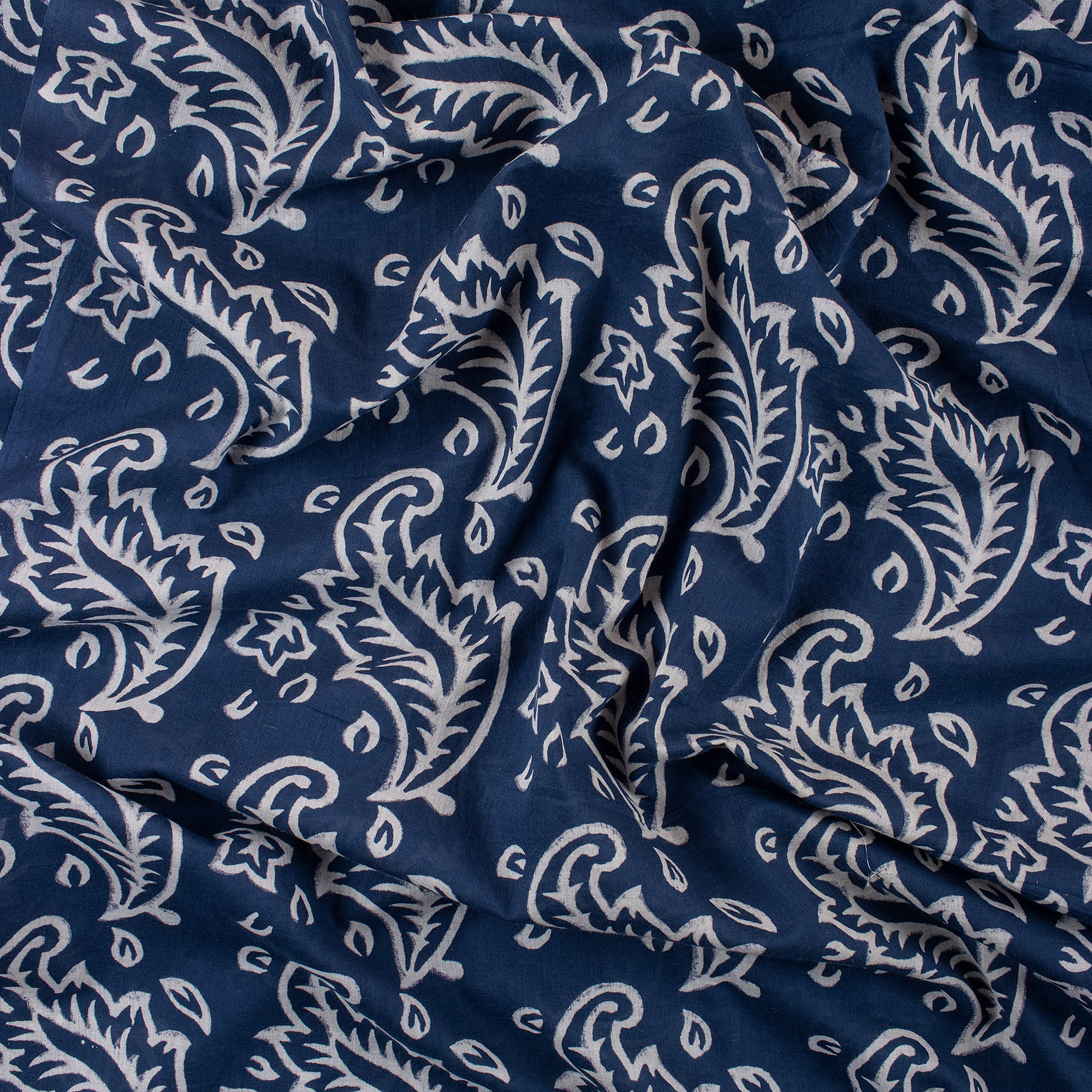 Unique Floral Handmade Block Print Indigo Cotton Material Fabric