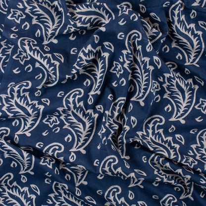 Unique Floral Handmade Block Print Indigo Cotton Material Fabric