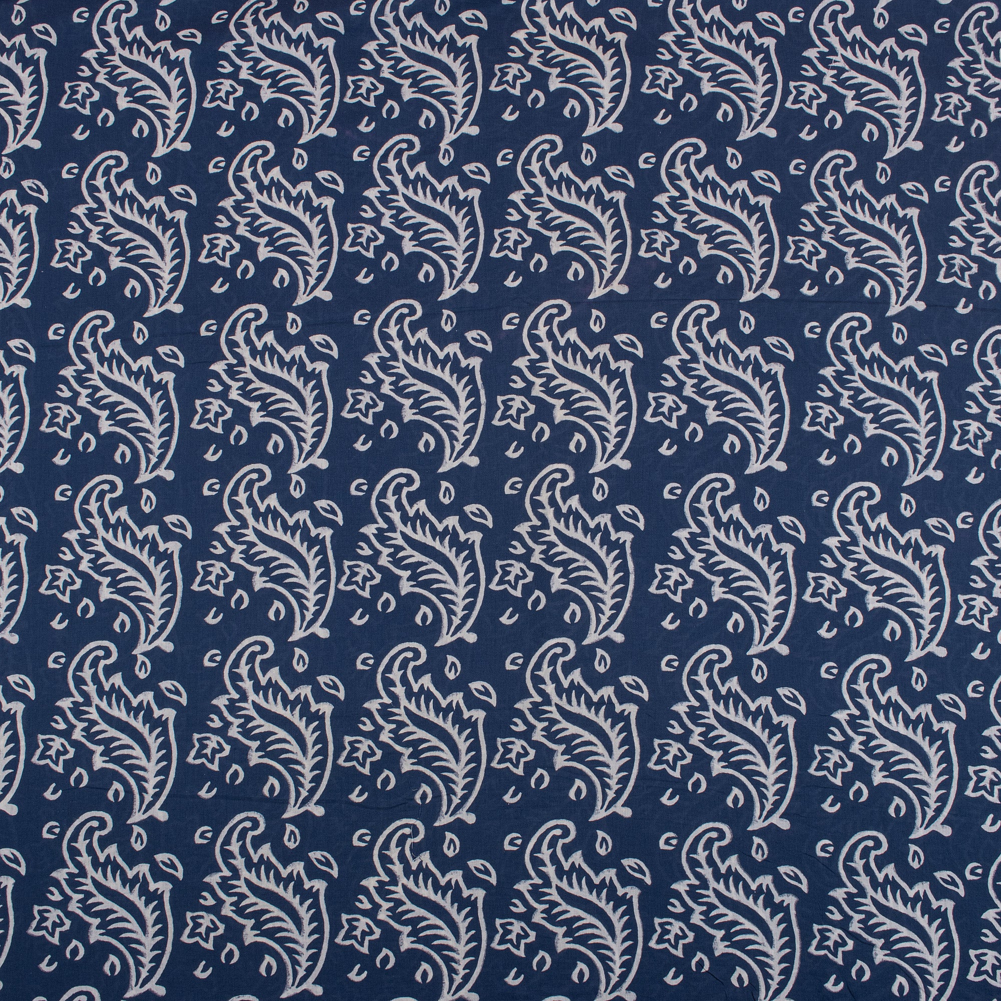 Unique Floral Handmade Block Print Indigo Cotton Material Fabric
