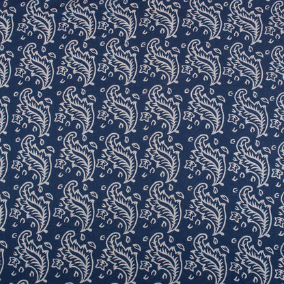 Unique Floral Handmade Block Print Indigo Cotton Material Fabric