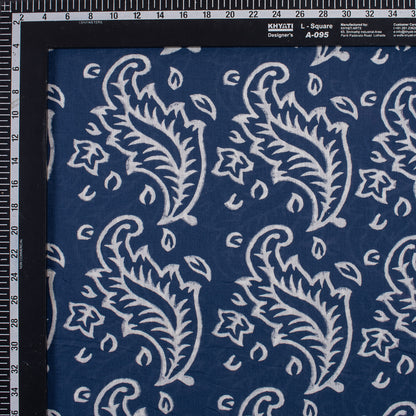 Unique Floral Handmade Block Print Indigo Cotton Material Fabric