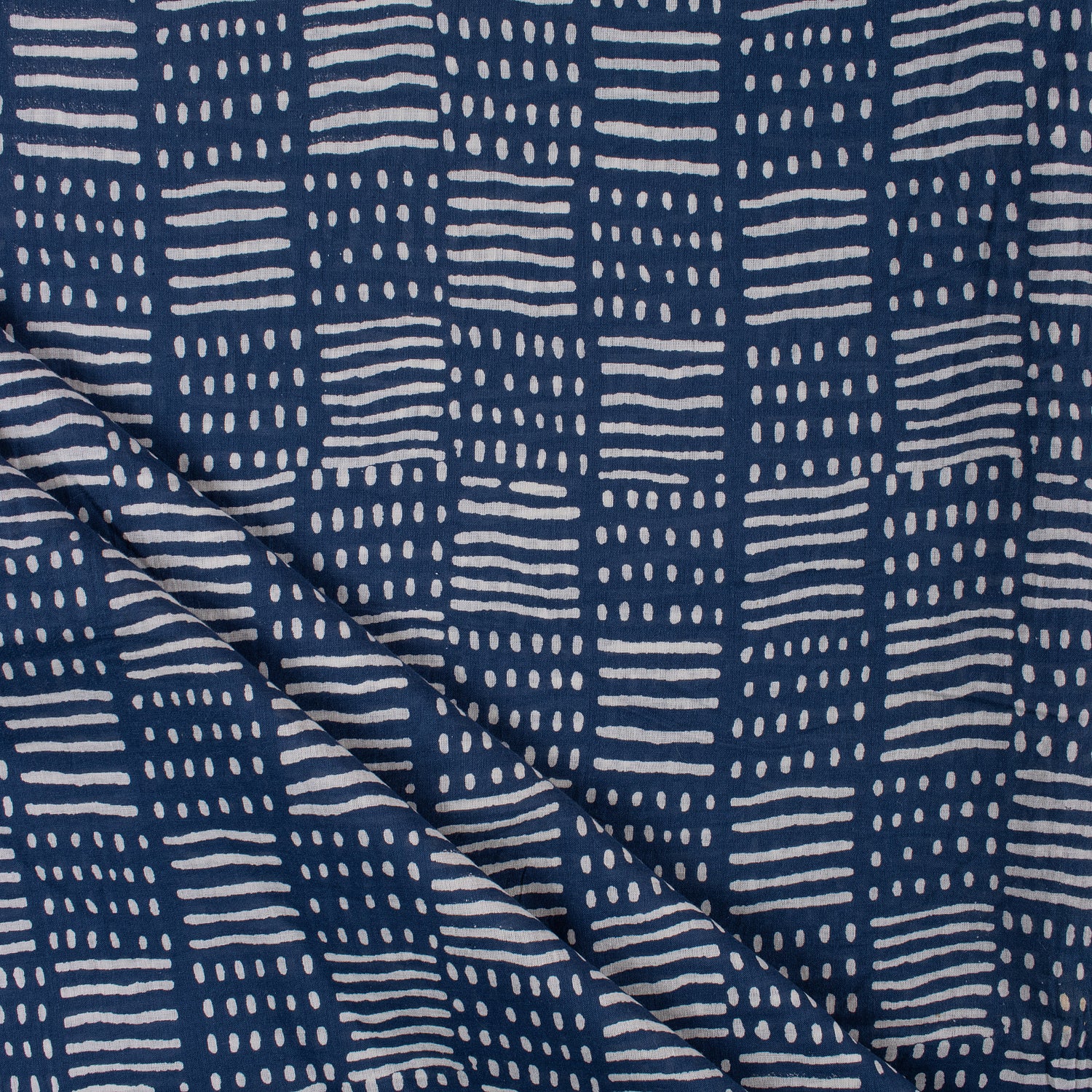 Unique Hand Block Indigo Dyed Fabric