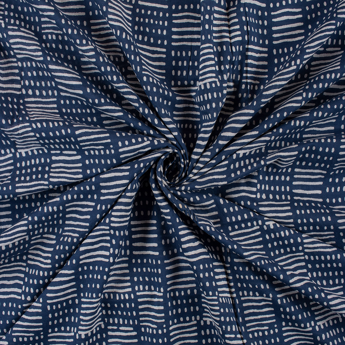 Unique Hand Block Indigo Dyed Fabric