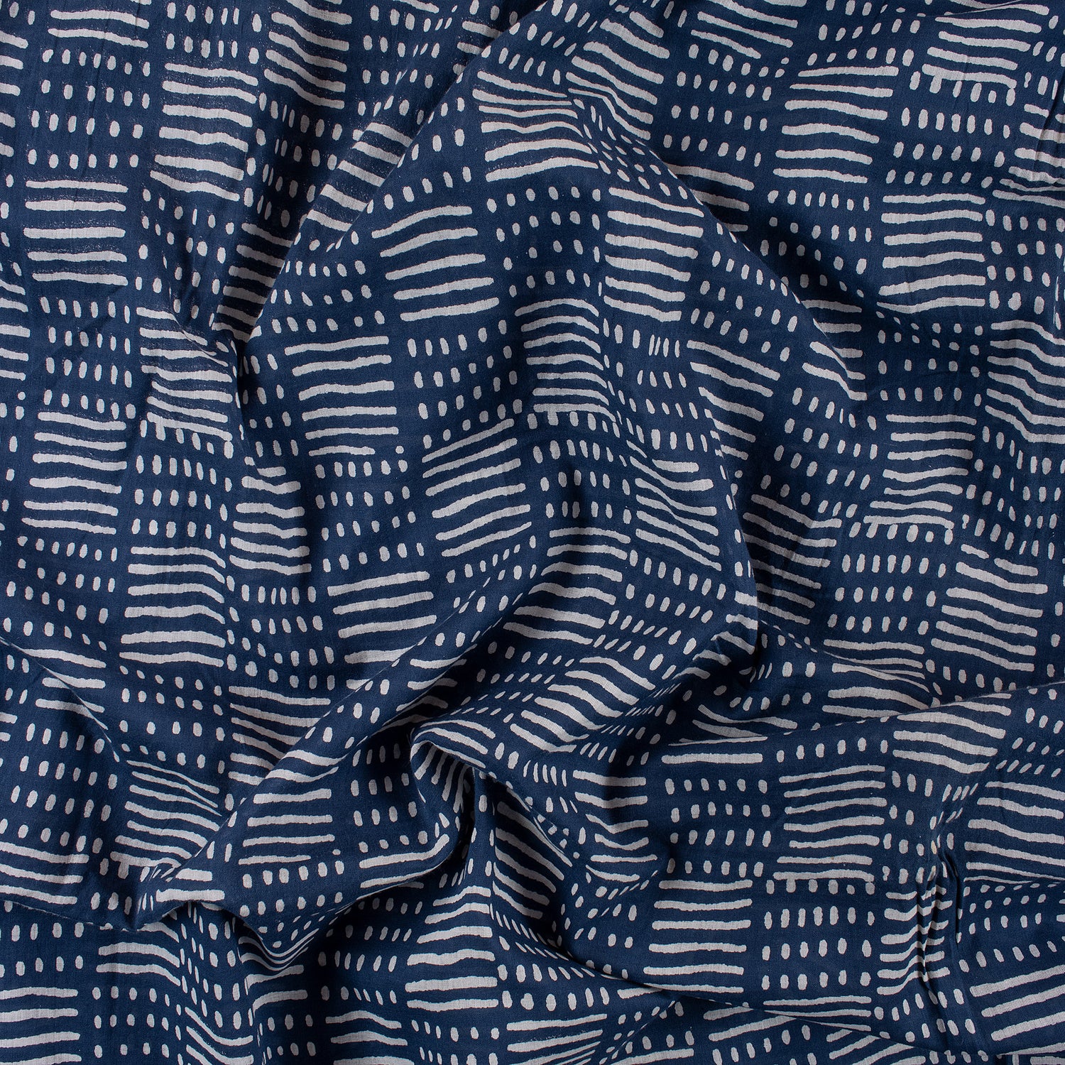 Unique Hand Block Indigo Dyed Fabric