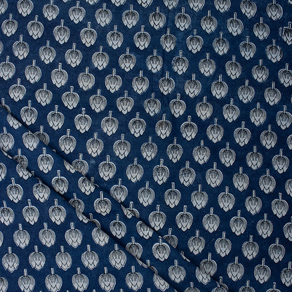 Unique Indigo Floral Organic Cotton Fabric By the Yrad