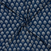Unique Indigo Floral Organic Cotton Fabric By the Yrad