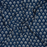 Unique Indigo Floral Organic Cotton Fabric By the Yrad