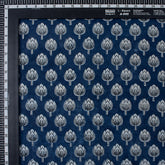 Unique Indigo Floral Organic Cotton Fabric By the Yrad