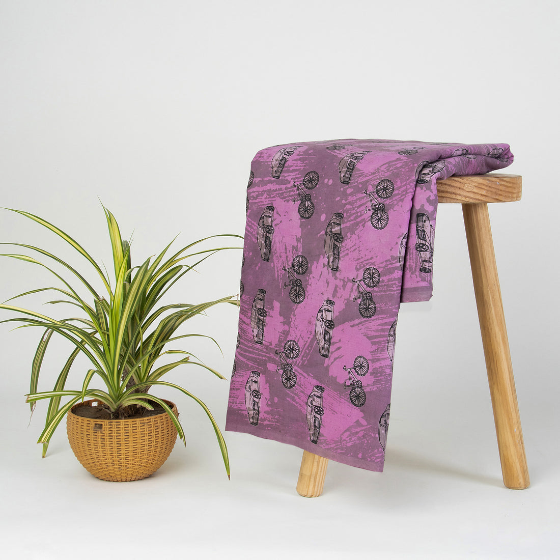 Vehicle Pure Cotton Mud Resist Hand Block Print Fabric