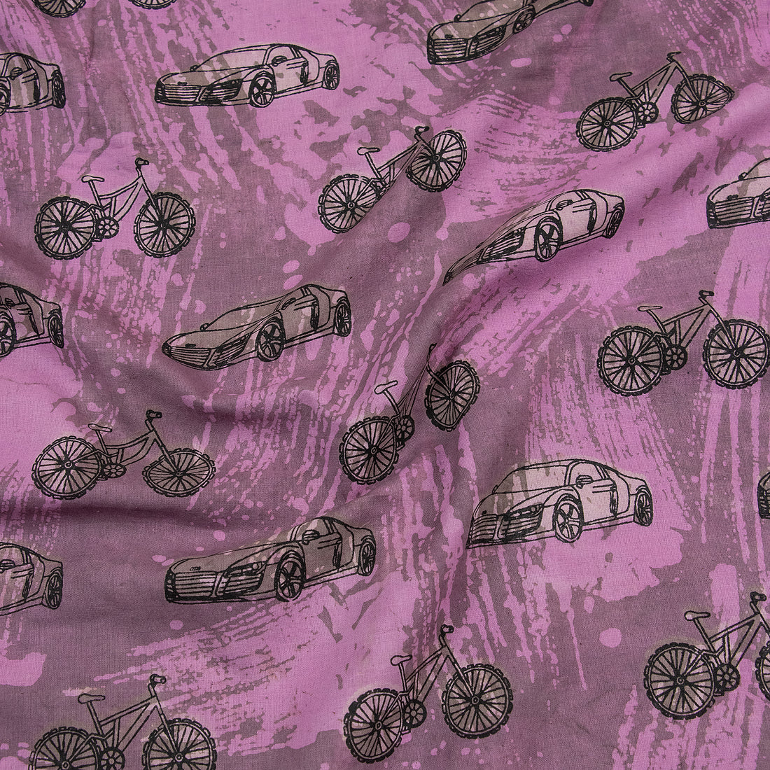 Vehicle Pure Cotton Mud Resist Hand Block Print Fabric