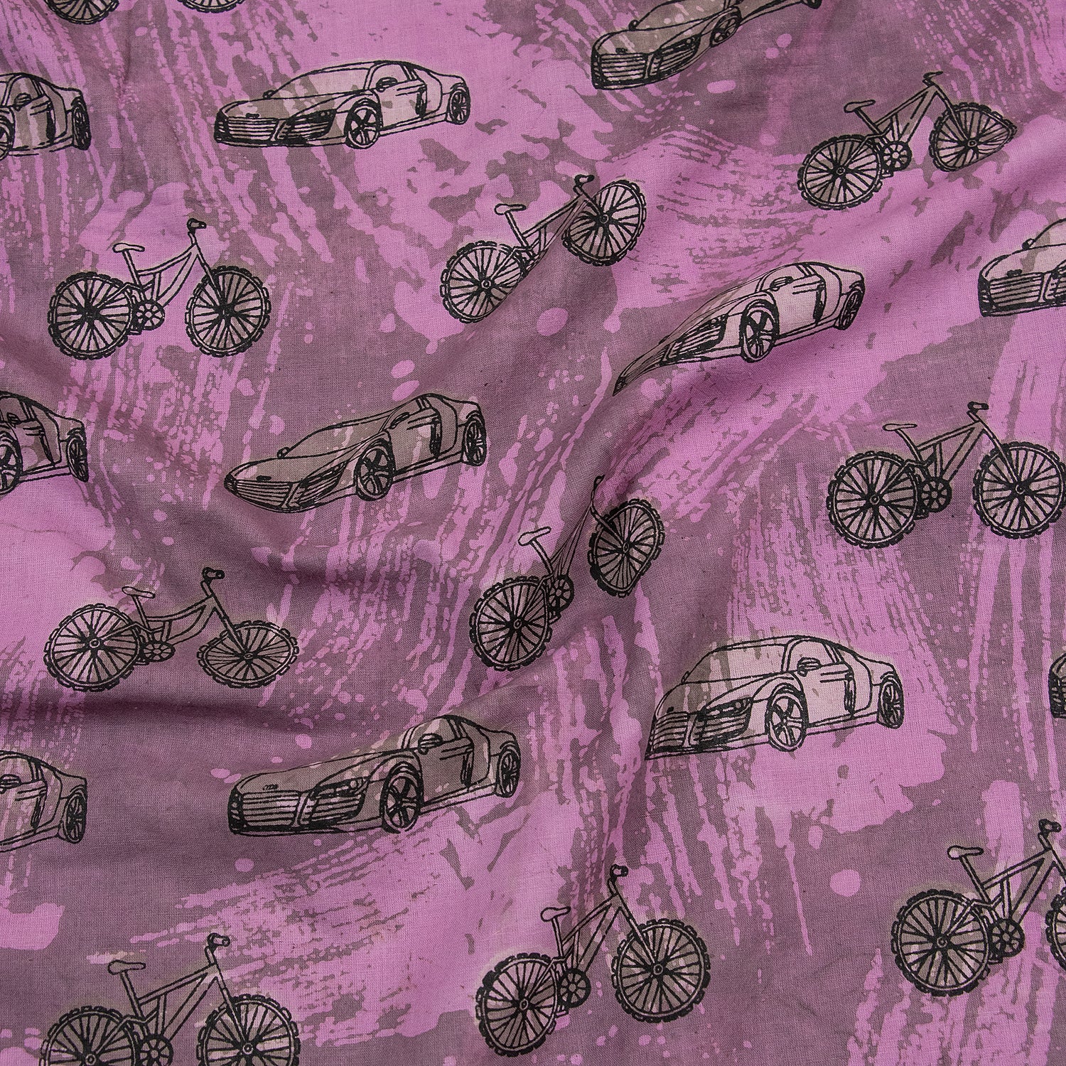 Vehicle Pure Cotton Mud Resist Hand Block Print Fabric