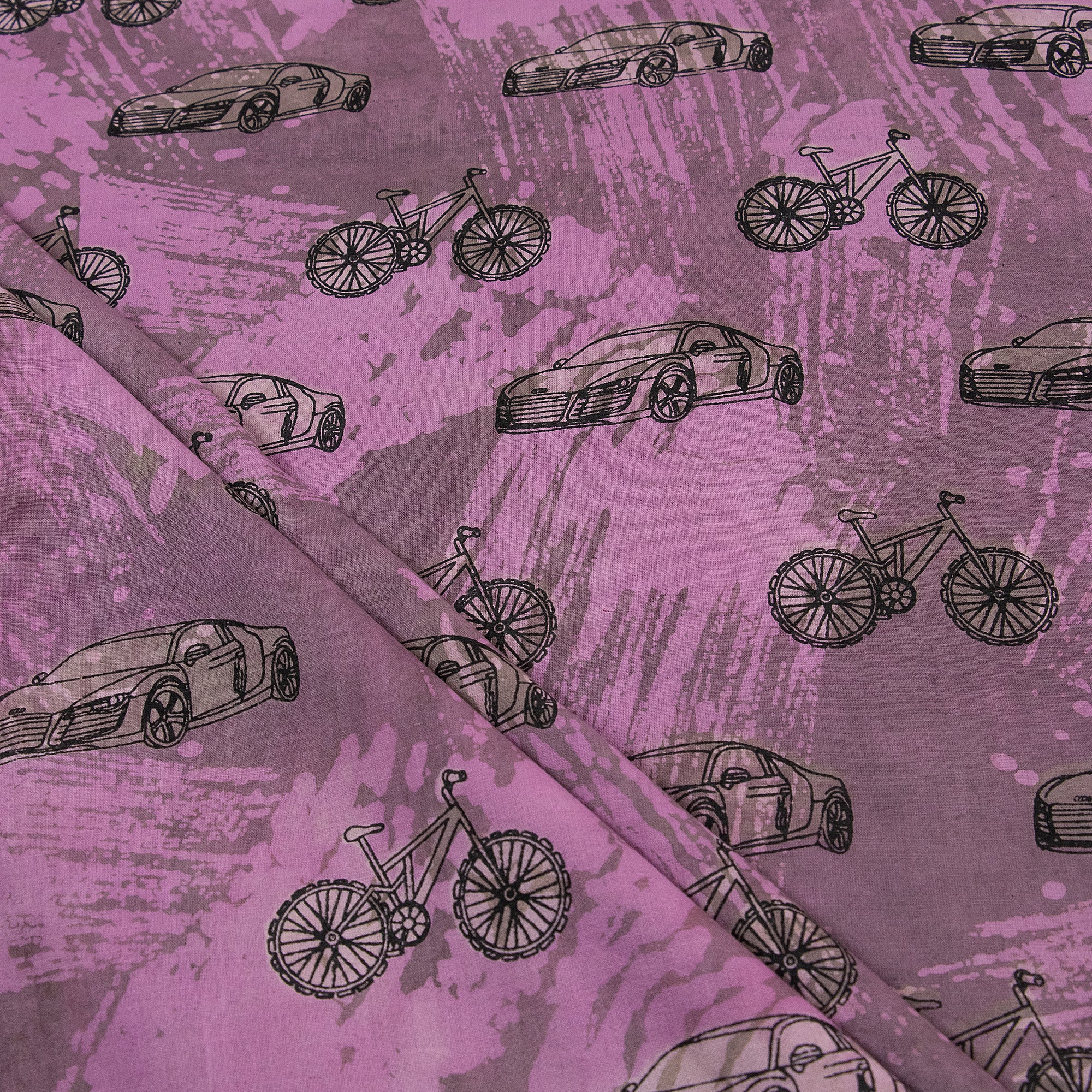 Vehicle Pure Cotton Mud Resist Hand Block Print Fabric
