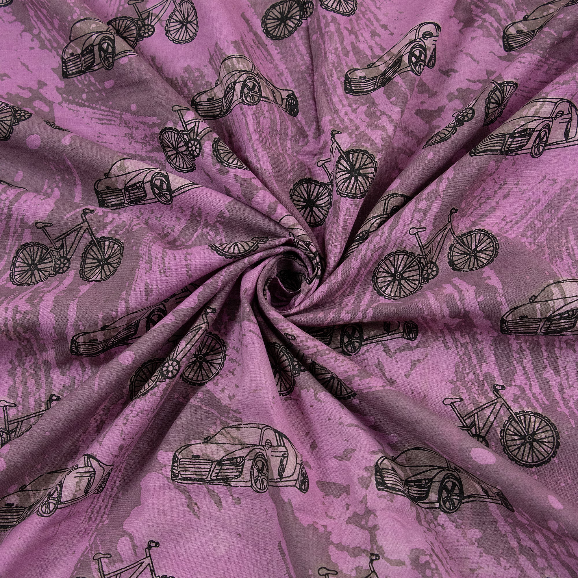 Vehicle Pure Cotton Mud Resist Hand Block Print Fabric